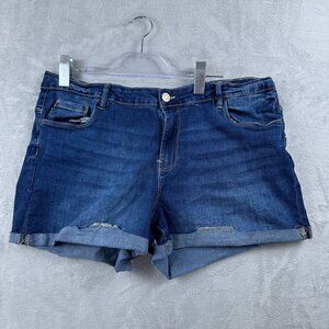 Refuge Denim RIO Push-Up Shorts Womens Size 13 Mid Rise Stretch Dark Wash Blue